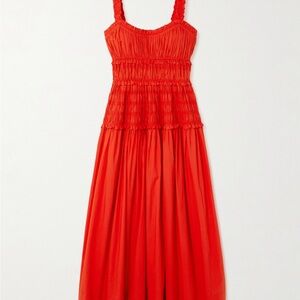 Doen Marianne shirred cotton-poplin midi dress Size: Small